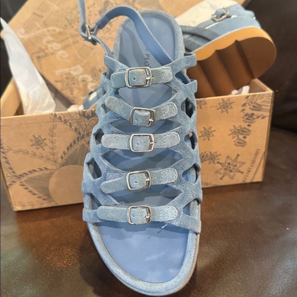Free People Blue Buckle Sandals - Picture 4 of 5